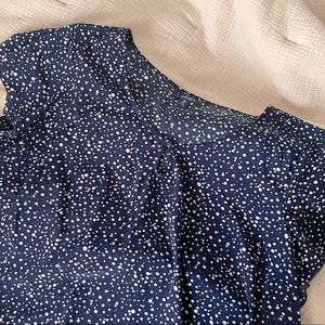 Blue and white silky top